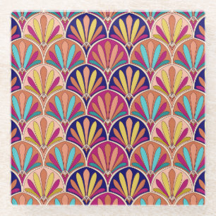 Indian Traditional Textile Illustration Glass Coaster