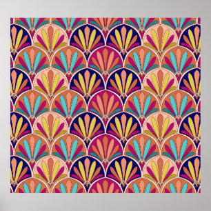 Indian Traditional Textile Illustration Poster