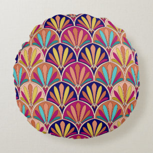 Indian Traditional Textile Illustration Round Cushion