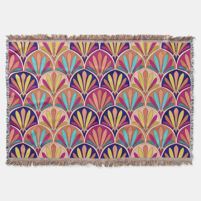 Indian Traditional Textile Illustration Throw Blanket (Front)