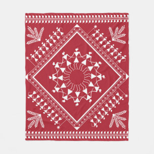 Indian tribal painting. Warli Paintingart, indian Fleece Blanket