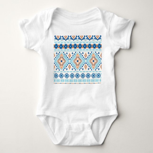 Indian Tribal Rug Ornament Pattern Baby Bodysuit (Front)