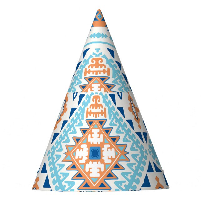 Indian Tribal Rug Ornament Pattern Party Hat (Front)