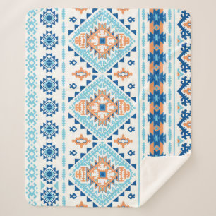 Indian Tribal Rug Ornament Pattern Sherpa Blanket