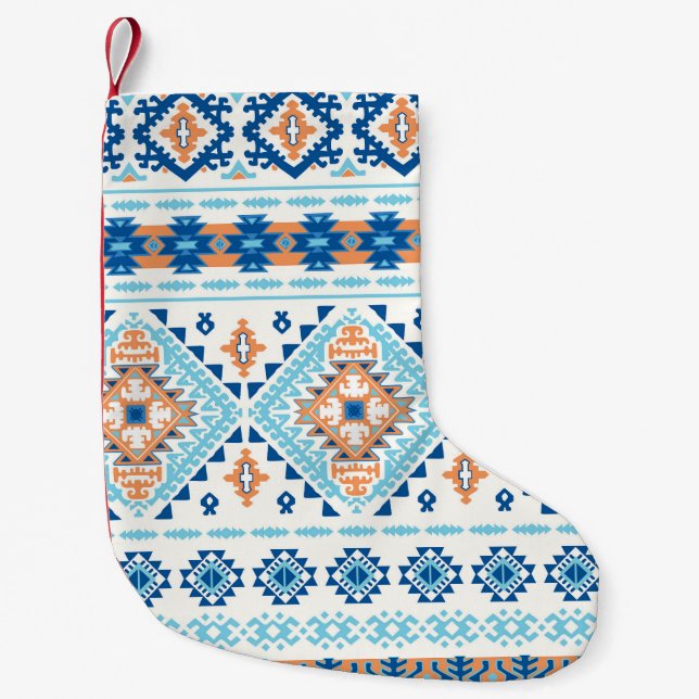 Indian Tribal Rug Ornament Pattern Small Christmas Stocking (Front)