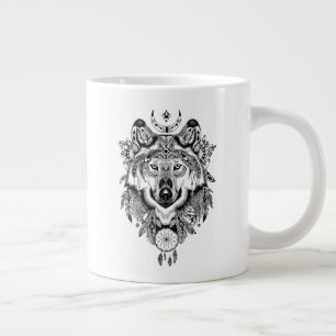 Indian Tribal Wolf Large Coffee Mug