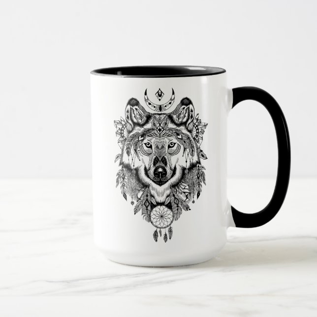 Indian Tribal Wolf Mug (Right)