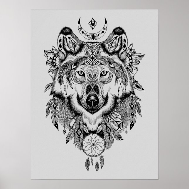Indian Tribal Wolf Poster (Front)