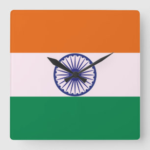 Indian Tricolour Tiranga Square Wall Clock