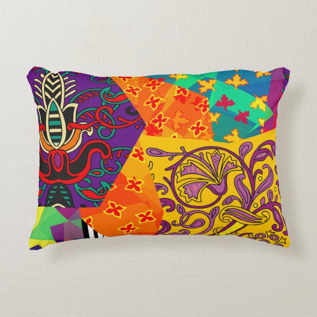 Indian Turkish Festive Patchwork Mandala Decorative Cushion (Front)