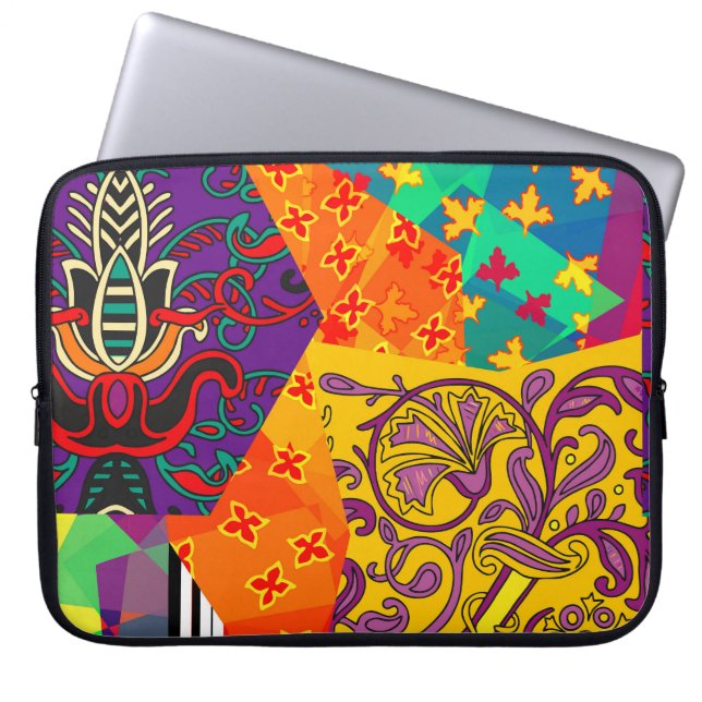 Indian Turkish Festive Patchwork Mandala Laptop Sleeve (Front)