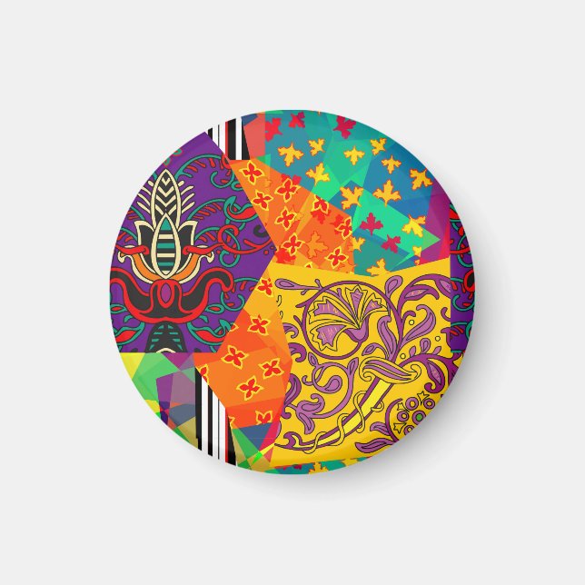 Indian Turkish Festive Patchwork Mandala Magnet (Front)