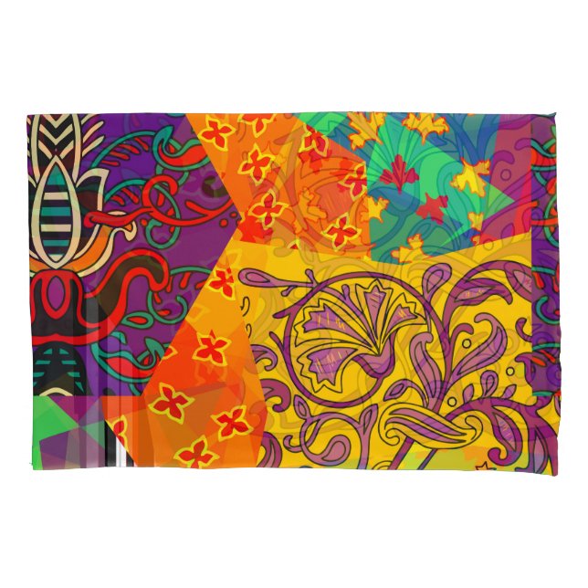 Indian Turkish Festive Patchwork Mandala Pillowcase (Front)