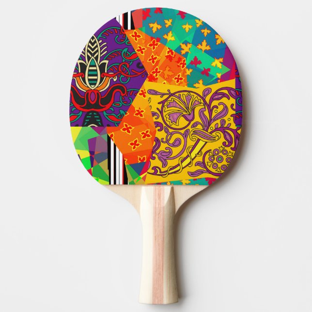 Indian Turkish Festive Patchwork Mandala Ping Pong Paddle (Front)
