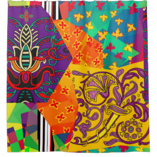 Indian Turkish Festive Patchwork Mandala Shower Curtain