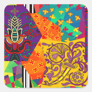 Indian Turkish Festive Patchwork Mandala Square Sticker
