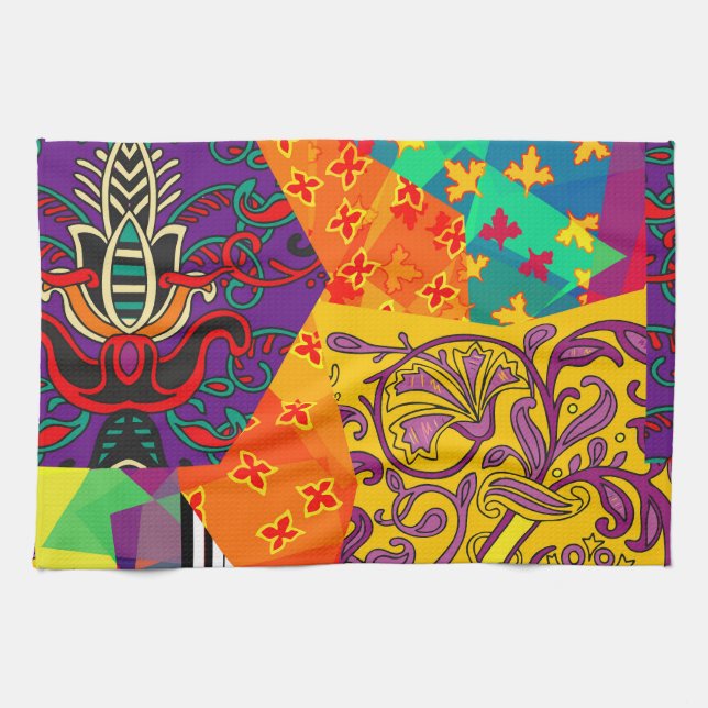 Indian Turkish Festive Patchwork Mandala Tea Towel (Horizontal)