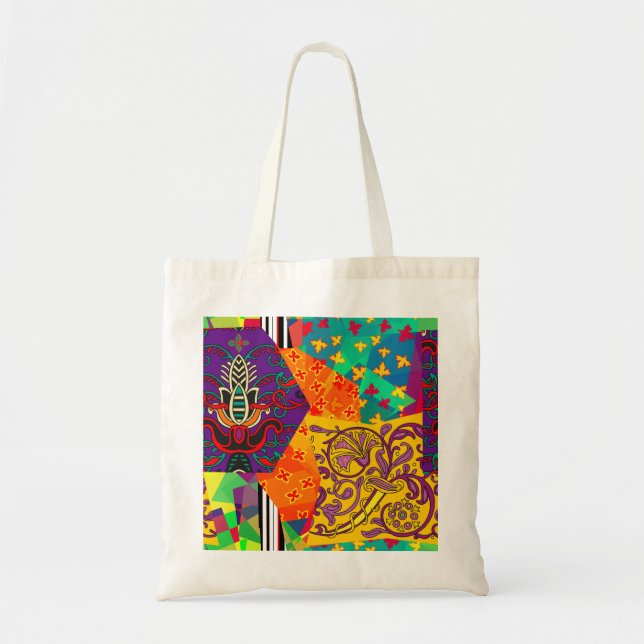 Indian Turkish Festive Patchwork Mandala Tote Bag (Front)