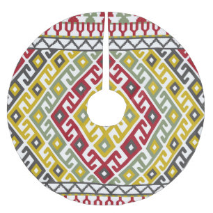 Indian Turkish Geometric: Vintage Background Tile Brushed Polyester Tree Skirt