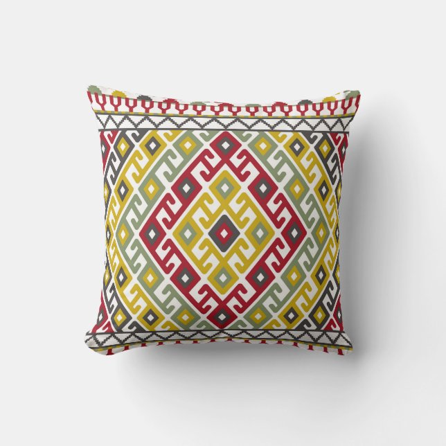 Indian Turkish Geometric: Vintage Background Tile Cushion (Front)