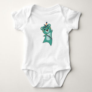 Indian Turquoise Bear Carnival Teddy Feather Baby Bodysuit