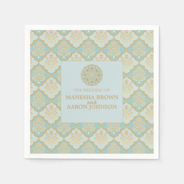 INDIAN TURQUOISE - Wedding Cocktail Napkin (Front)