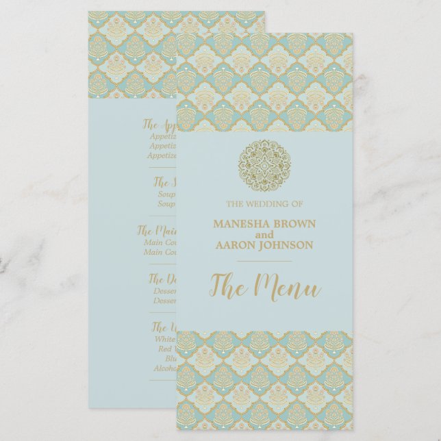 INDIAN TURQUOISE - Wedding Menu Card (Front/Back)