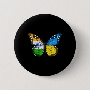 Indian Ukrainian Flag Butterfly India Ukraine  6 Cm Round Badge