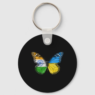 Indian Ukrainian Flag Butterfly India Ukraine  Key Ring