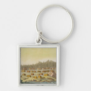 Indian Village, New Georgia, Alaska (colour engrav Key Ring