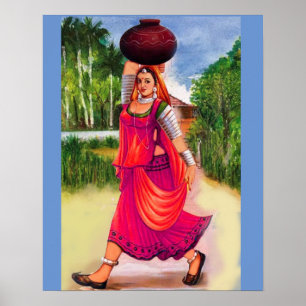 Indian village women poster design