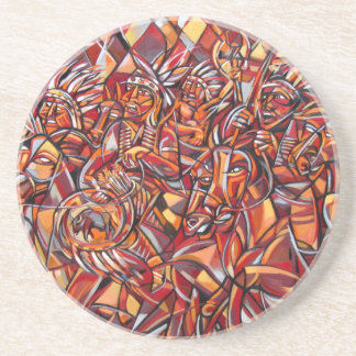 Indian War Party Sandstone Coaster