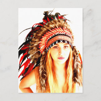Indian warrior postcard