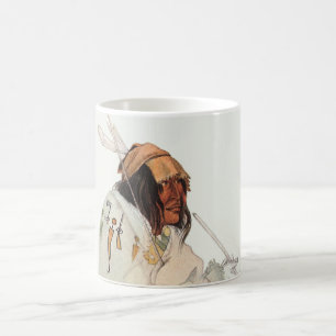 Indian Warrior with Pipe Portrait by Karl Bodmer Coffee Mug