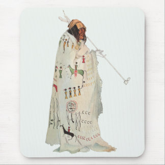 Indian Warrior with Pipe Portrait by Karl Bodmer Mouse Pad