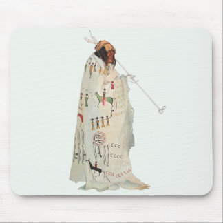 Indian Warrior with Pipe Portrait by Karl Bodmer Mouse Pad
