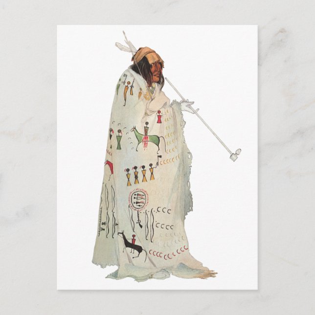 Indian Warrior with Pipe Portrait by Karl Bodmer Postcard (Front)