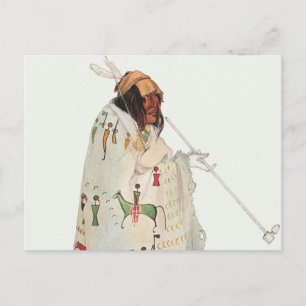 Indian Warrior with Pipe Portrait by Karl Bodmer Postcard