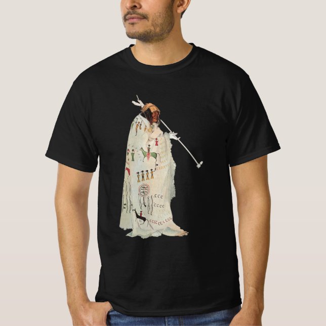 Indian Warrior with Pipe Portrait by Karl Bodmer T-Shirt (Front)