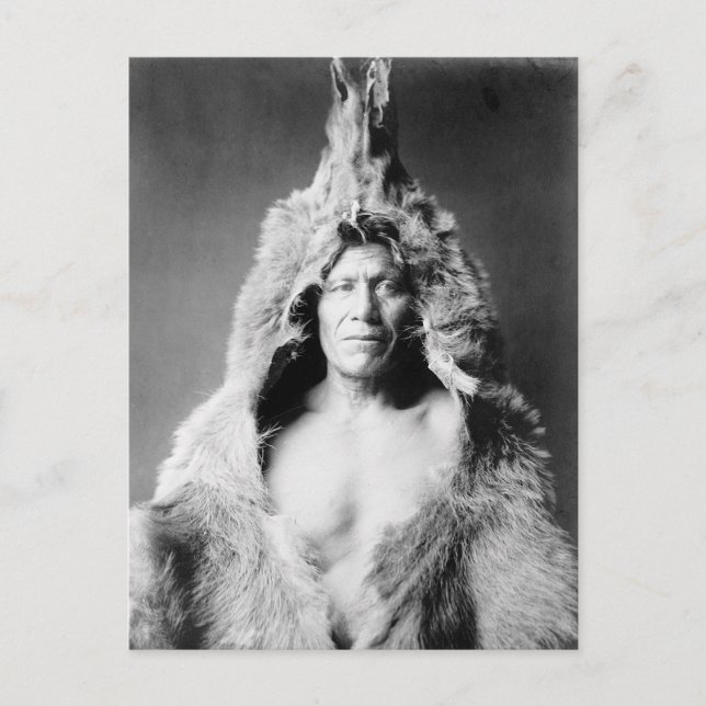Indian Wearing Bearskin, 1908 Postcard (Front)