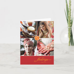 Indian Wedding 4 Photo Thank You Card