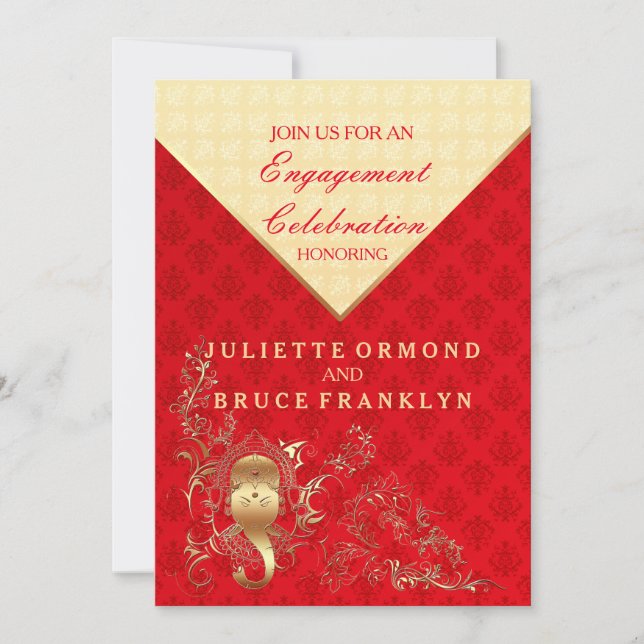 Indian Wedding - Engagement Party Invitation (Front)