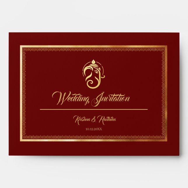 Indian Wedding Ethnic Luxury  Envelope (Front)