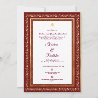 Indian wedding ethnic luxury Hindu invitation