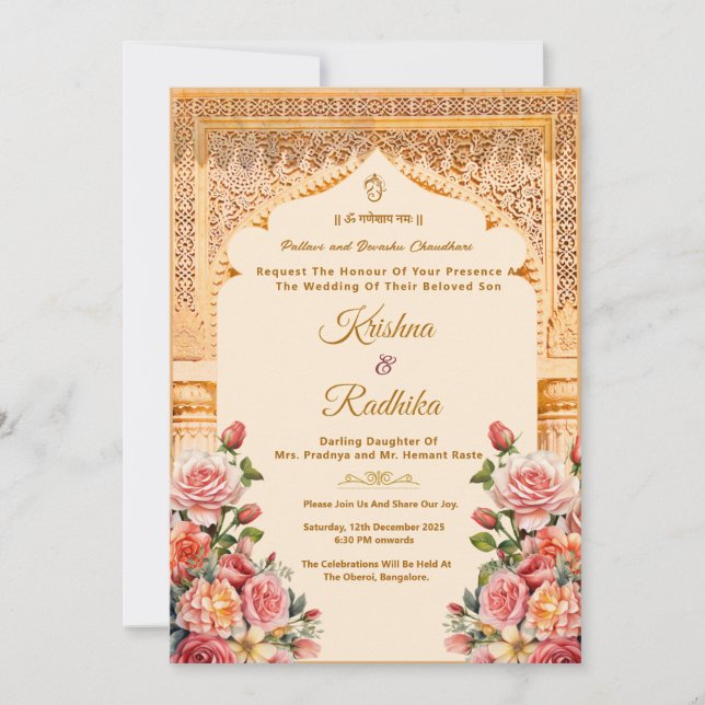 Indian wedding ethnic luxury invitation (Front)
