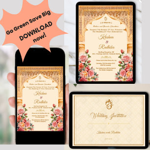 Indian wedding ethnic luxury invitation