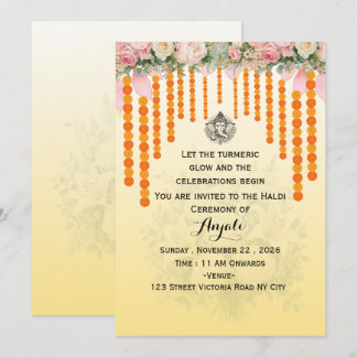 Indian Wedding Haldi Ceremony Invitation Card
