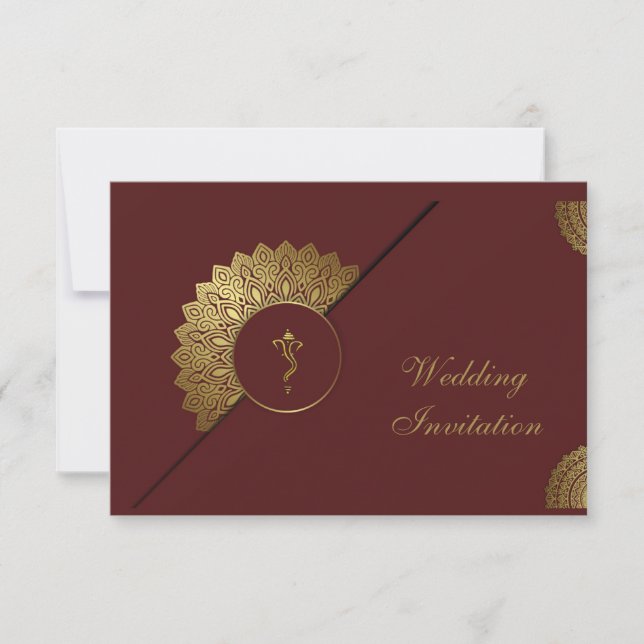 Indian wedding hindu Ganesha invitation (Front)