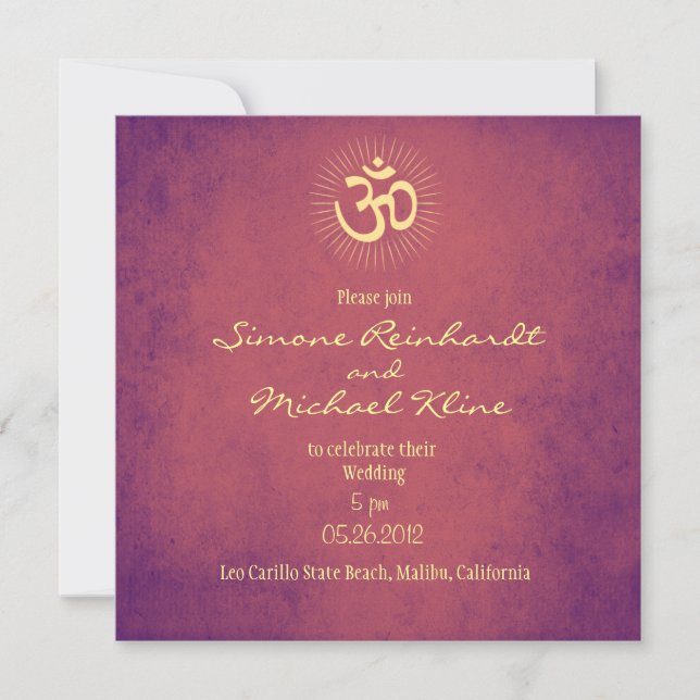 Indian Wedding,Hindu Wedding Invitation, OM Invitation (Front)