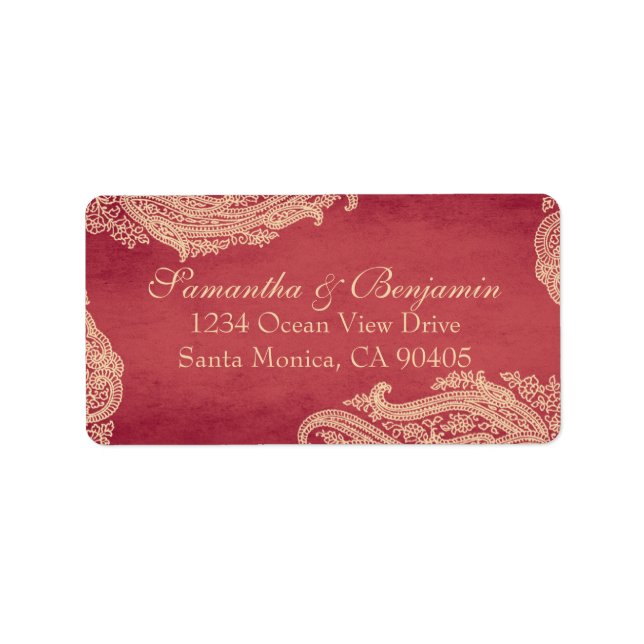 Indian Wedding, Hindu Wedding, Mehndi, red, gold Label (Front)